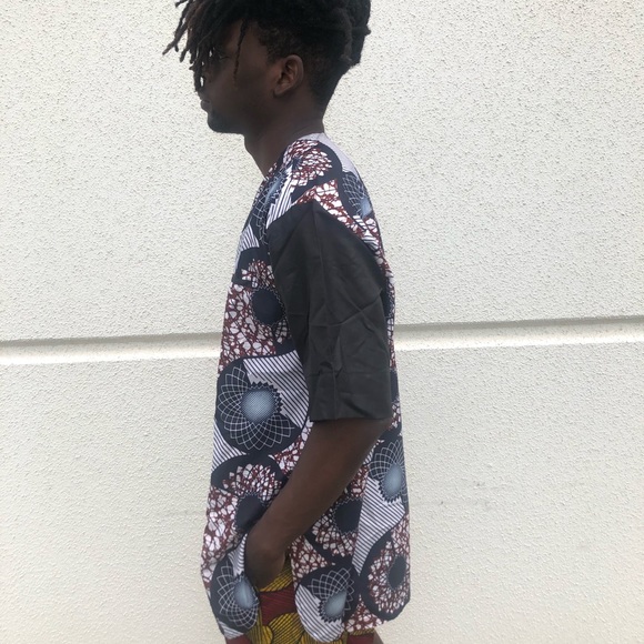 African Ankara men short sleeve skirt - Picture 2 of 3